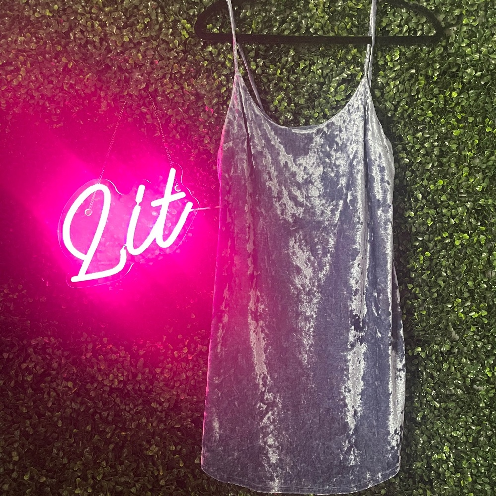Blue velvet mini dress